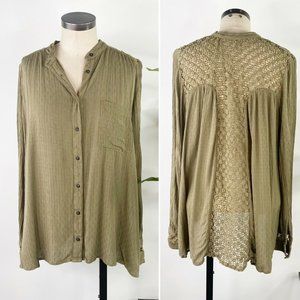 Free People The Best Button Front Blouse Large
